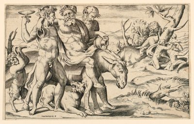 Silenus chevauchant un âne - Giulio Bonasone