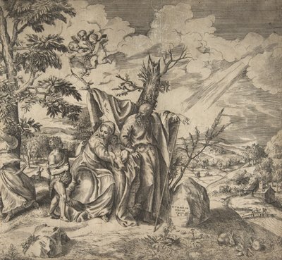Le repos de la Sainte Famille lors de leur fuite en Égypte, 1531-76 - Giulio Bonasone