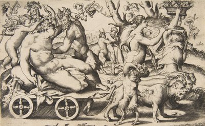Triomphe de Bacchus assis sur un char - Giulio Bonasone