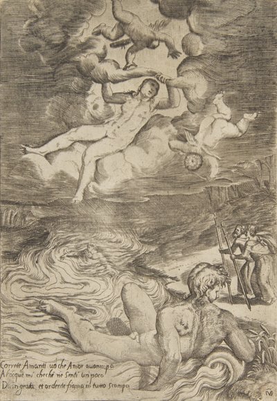 Vénus tombant avec des putti dans les nuages, des 