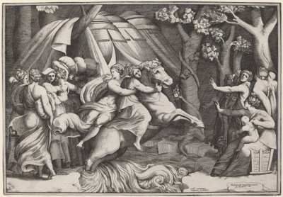 Clélia traversant le Tibre - Giulio Bonasone after Polidoro da Caravaggio