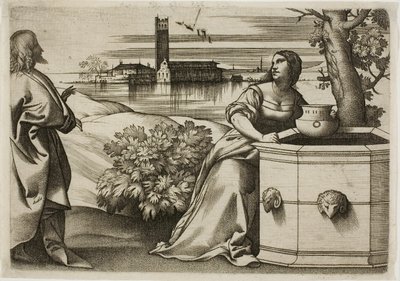 Christ et la femme samaritaine - Giulio Campagnola