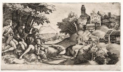 Bergers dans un paysage, vers 1517 - Giulio Campagnola