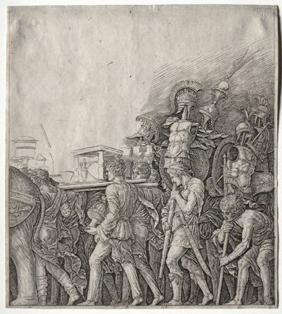 Les Triomphes de César : Les Porteurs de corselet, vers 1498 - Giulio Campagnola
