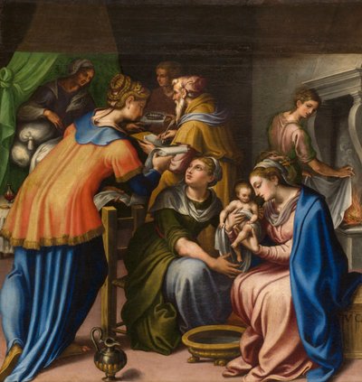 Chapelle de Notre-Dame du Peuple, Première travée côté nord, Giulio Campi, Naissance du Baptiste 1569 - Giulio Campi