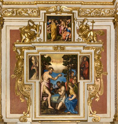 Chapelle de Notre-Dame du Peuple, Première travée côté sud, Giulio Campi, Baptême du Christ 1569, Sur les côtés Sant