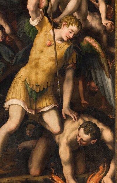 Transept nord, Autel de Saint Michel Archange, Archange Michel tuant le mal, Giulio Campi 1566, (détail) - Giulio Campi