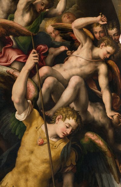 Transept nord, Autel de Saint Michel Archange, Archange Michel tuant le mal, Giulio Campi 1566, (détail) - Giulio Campi