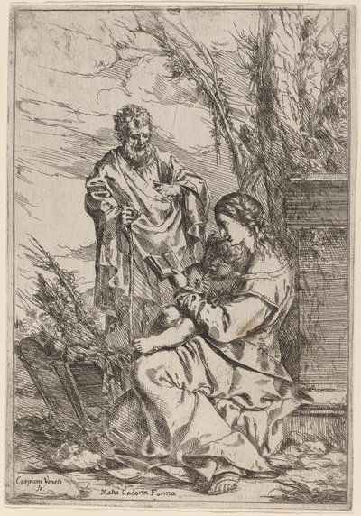 Sainte Famille avec la Vierge lisant - Giulio Carpioni