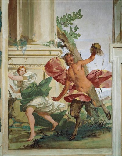 Nymphe Corsica poursuivie par un satyre qui lui arrache sa perruque par Giulio Carpioni - Giulio Carpioni