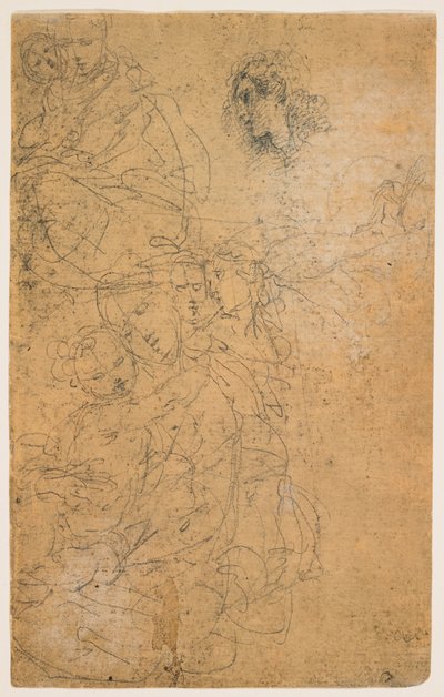 Studien der Madonna mit Kind (recto); Kniende Jungfrau (verso) - Giulio Cesare Procaccini
