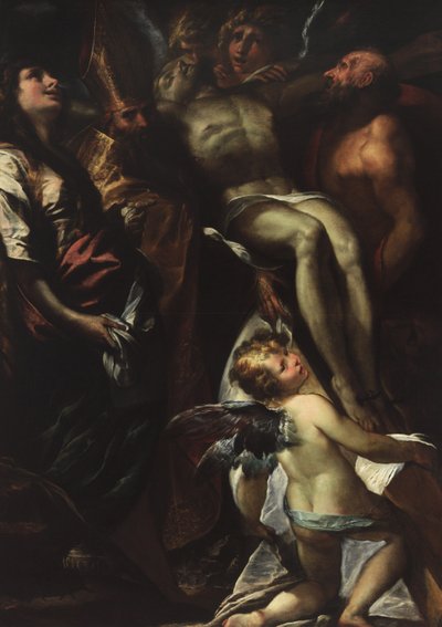La Descente de Croix avec les saints Marie-Madeleine, Augustin, Jérôme et les anges, vers 1618 - Giulio Cesare Procaccini
