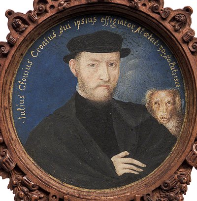 Autoportrait avec chien, 1528 - Giulio Clovio