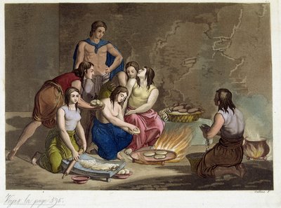 Anciens mexicains faisant le pain - Giulio Ferrario