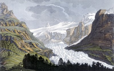 Glacier de Grindelwald en Suisse - dans « Le costume ancien et moderne » par Ferrario, éd. Milan - Giulio Ferrario