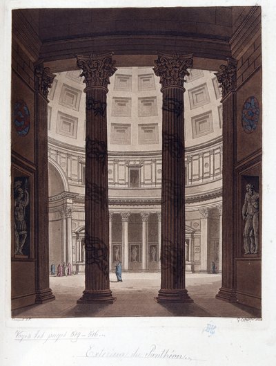 Intérieur du Panthéon de Rome - dans "Le costume ancien et moderne", de Dr. Jules Ferrario, éd. Milan - Giulio Ferrario