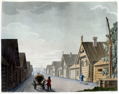 Village Russe - dans « Le costume ancien et moderne » par Ferrario, éd. Milan - Giulio Ferrario