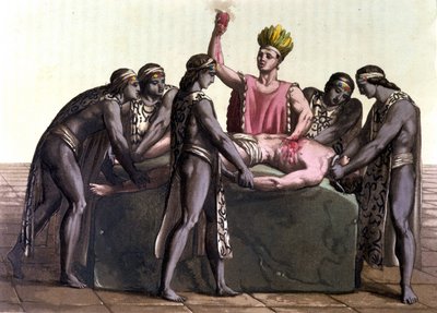 Topiltzin (grand prêtre des anciennes civilisations mexicaines) faisant un sacrifice humain - dans 