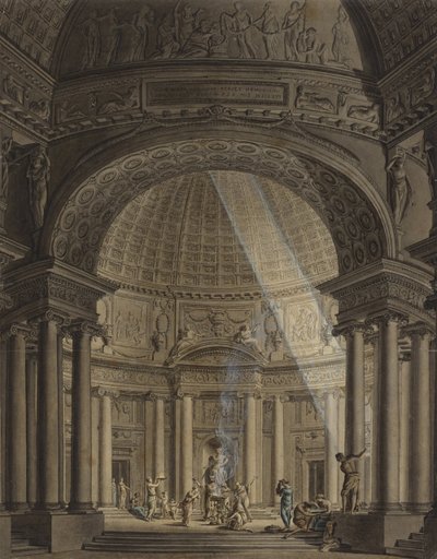 Temple rond avec scène de sacrifice - Giulio Quaglio
