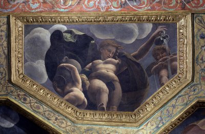 Une nymphe. Fresque de Giulio Romano, 1528, Salle d