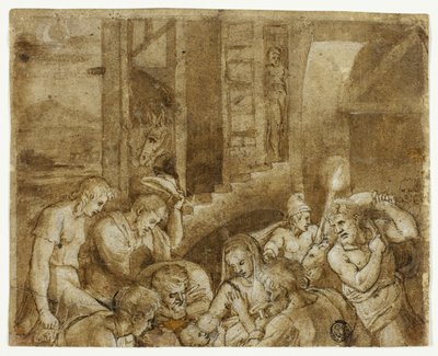Adoration des bergers : moitié supérieure - Giulio Romano