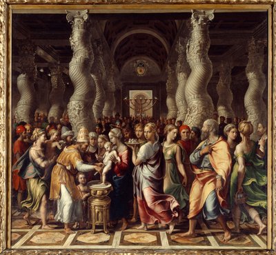 Cérémonie religieuse de la circoncision du Christ. Peinture de Giulio Pippi de Jannuzzi dit Giulio Romano - Giulio Romano
