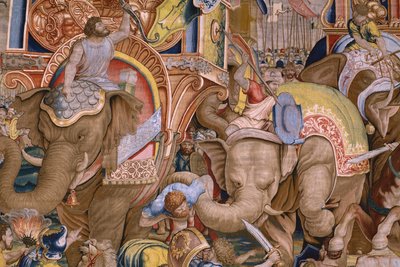 Série Les Actes de Scipion : La bataille de Zama. Modèle Giulio Romano. Atelier de Balthasar van Vlierden (?), Bruxelles. 1523-1532. (détail) - Giulio Romano