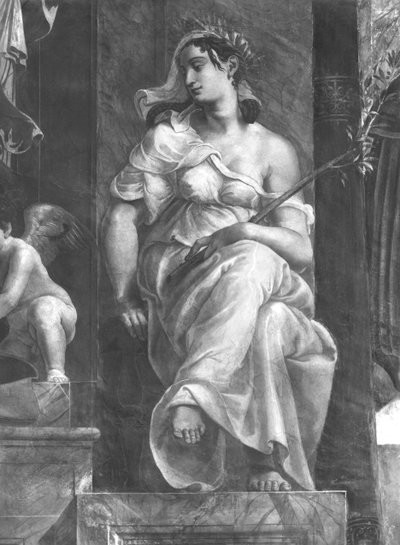 Paix assise à côté du pape Damase I (c.304-384) (détail) - Giulio Romano