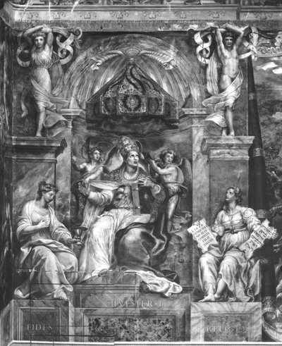Le Pape Sylvestre Ier (314-335) entre Foi et Religion, Chambres de Raphaël - Giulio Romano