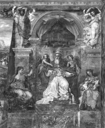 Le Pape Urbain Ier (d.230) entre Justice et Charité, Chambres de Raphaël - Giulio Romano