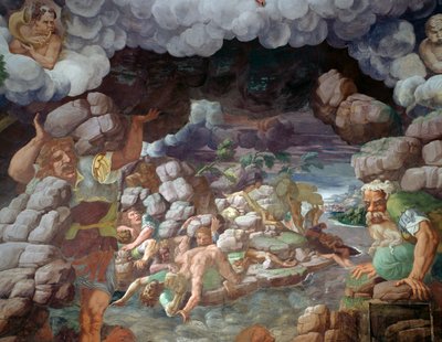 Géants rebelles frappés par la chute de la montagne - Giulio Romano
