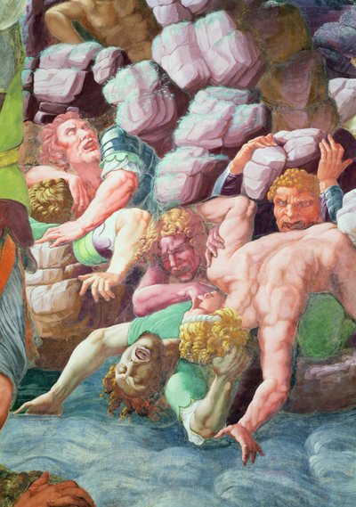 Sala dei Giganti, détail de la destruction des géants par les éclairs de Jupiter, 1536 (détail) - Giulio Romano