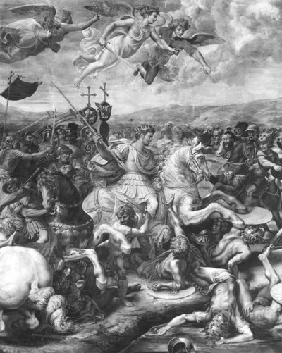 La Bataille de Constantin, 312 après J.-C., de la Sala di Costantino, Chambres de Raphaël (détail) - Giulio Romano