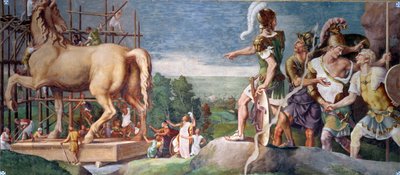 La construction du cheval de bois de Troie - Giulio Romano