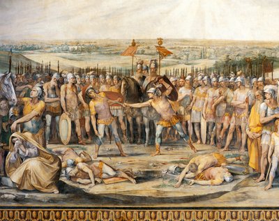 Combat entre Horaces et Curiaces, par Giuseppe Cesari, fresque, Salle des Horaces et des Curiaces, Palais des Conservateurs, Rome, Royaume Romain, Italie - Giuseppe Cesari