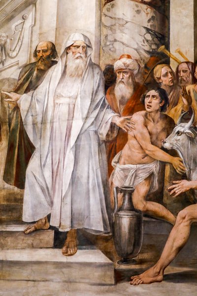 Numa Pompilius instituant le culte des Vestales (détail) - Giuseppe Cesari