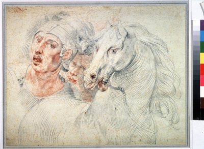 Étude de cheval et deux soldats - Giuseppe Cesari