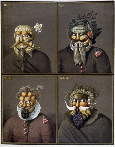 Les quatre saisons : hommes avec des têtes de légumes à la manière de Giuseppe Arcimboldo - Giuseppe (style of) Arcimboldo