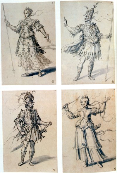 Dessins de costumes pour divinités classiques, 16ème siècle - Giuseppe Arcimboldi