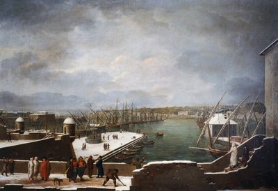 Vue du port de Gênes sous la neige - Giuseppe Bacigalupo
