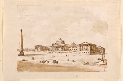 Conception pour une place avec un palais - Giuseppe Barberi