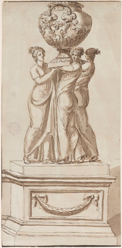 Piédestal avec figures féminines soutenant un vase - Giuseppe Barberi