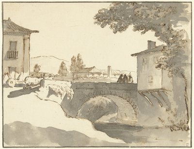 Vue de village à Alcobaça au Portugal - Giuseppe Bernardino Bison (possibly)