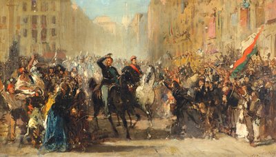 Entrée de Napoléon III et Victor Emmanuel II à Milan, 8 juin 1859 - Giuseppe Bertini