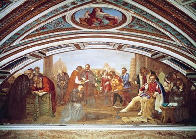 Galileo Galilei (1564-1642) démontrant la loi de la gravité en présence de Giovanni De