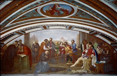 Galileo Galilei dit Galilée (1564-1642) démontre la loi concernant la chute et la gravité - Giuseppe Bezzuoli
