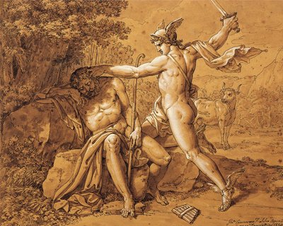 Italie, Mercure tuant Argus pour sauver la nymphe par Giuseppe Cammarano, dessin - Giuseppe Cammarano