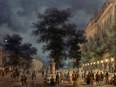 Café à Paris la nuit - Giuseppe Canella