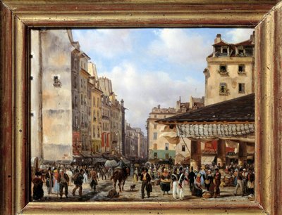 Les Halles et la rue de la Tonnellerie en 1828 : vue de Paris au XIXe siècle - Giuseppe Canella