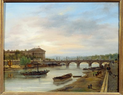 Le Palais Bourbon et le Pont Louis XVI (Pont de la Concorde) vus du Quai des Tuileries à Paris. Peinture de Giuseppe Canella (1788-1847) EC.ITAL. - Giuseppe Canella